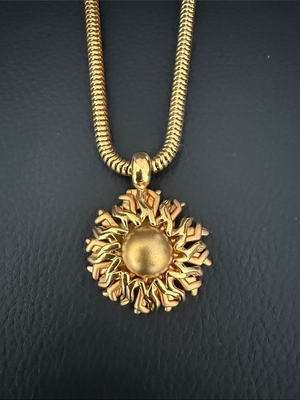 Vintage Rare Money Gold Sunburst Pendant Necklace 22k Plating